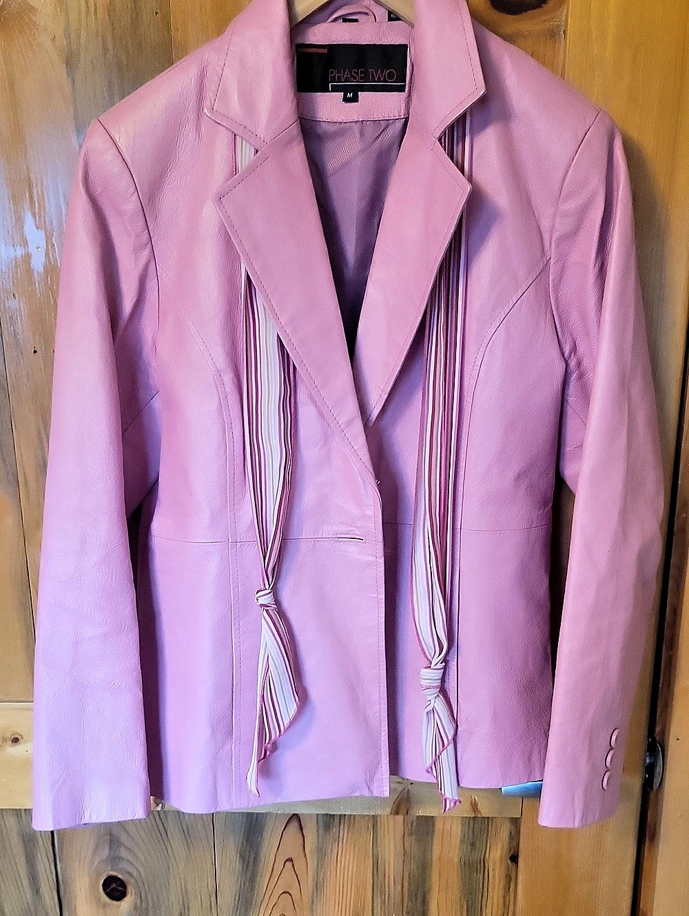 Phase Two Leather Jacket in Pink Size Medium Like New